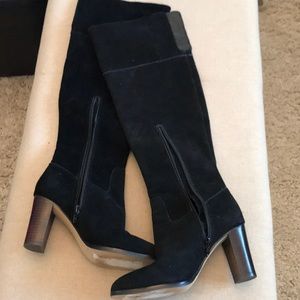 Over the Knee Black Suede Boots